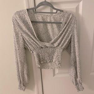 Shein white and black dotted crossbody blouse
